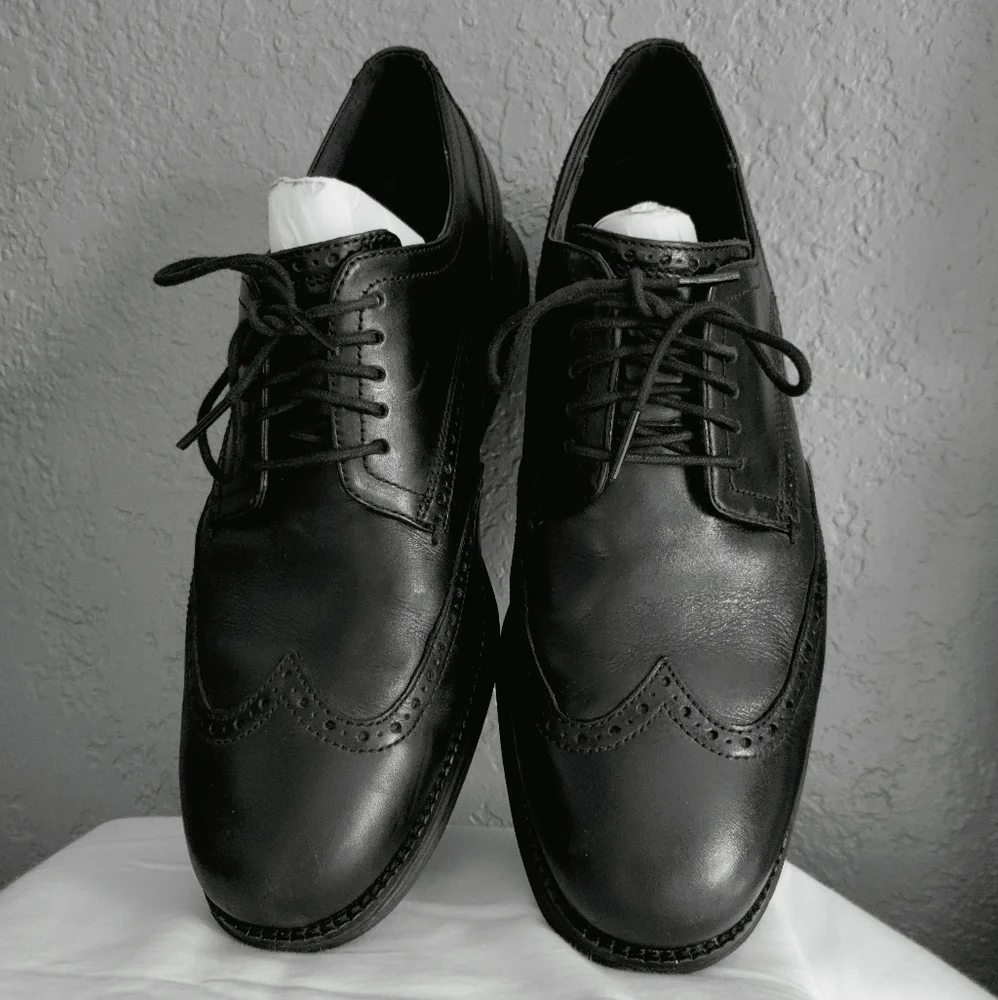Cole Haan Black Leather Wingtip Oxfords
